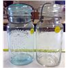 Image 1 : 2 - Glass Jars with Lids - Perfect Seal - 1 Blue Glass