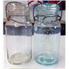 Image 4 : 2 - Glass Jars with Lids - Perfect Seal - 1 Blue Glass