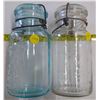 Image 7 : 2 - Glass Jars with Lids - Perfect Seal - 1 Blue Glass