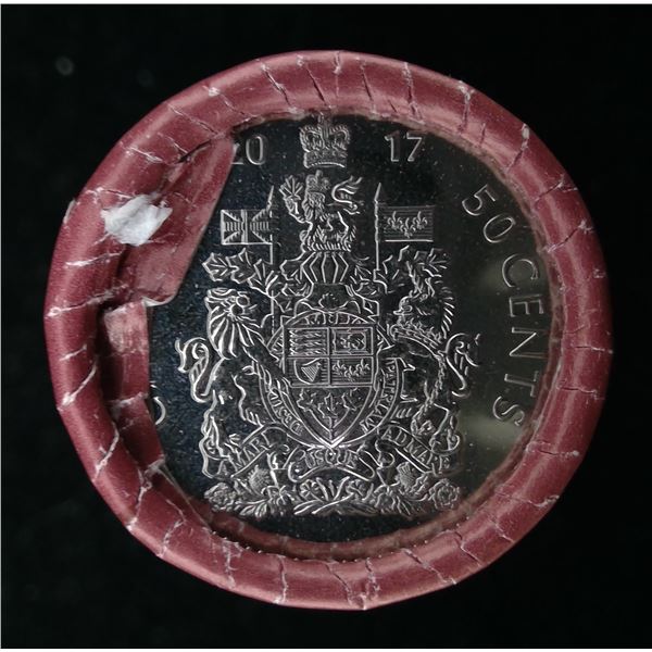 1 Roll 2017 Canadian 50c Pieces - The Coat of Arms of Canada 2017
