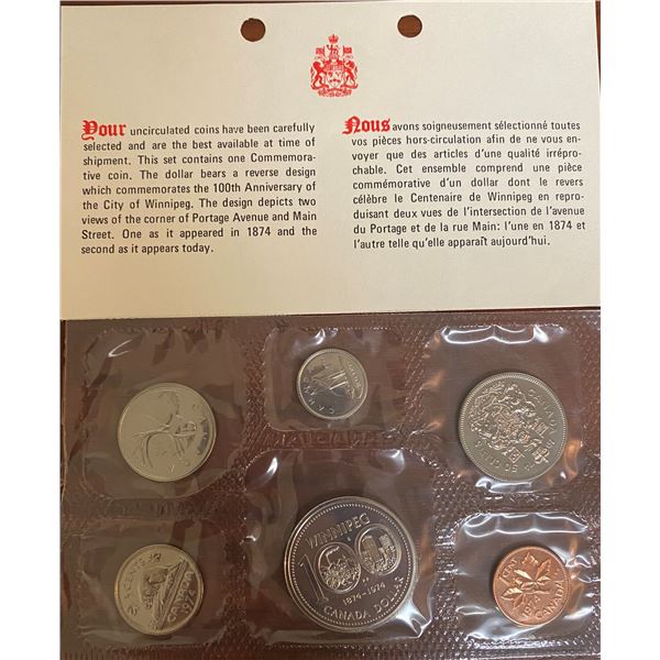 1974 Uncirculated Coin Set (Winnipeg Coin)