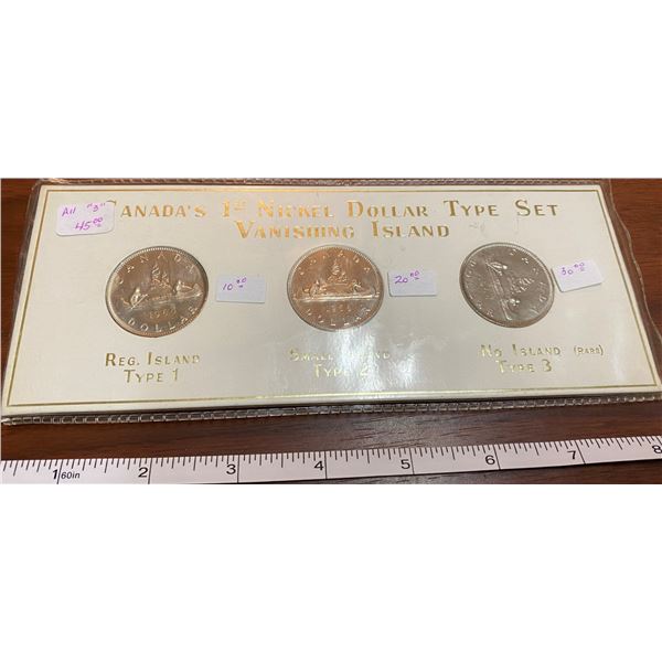Canadas 1st Nickel Dollar Type Set "Vanishing Island"