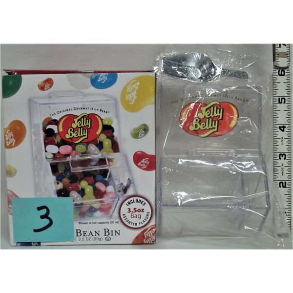 New boxed plastic mini jelly belly dispenser/scoop plus NEW mini red M&M container
