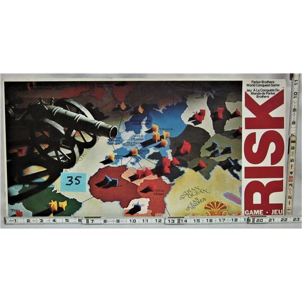 vintage 1975 Parker Brothers RISK board game with wooden game pieces