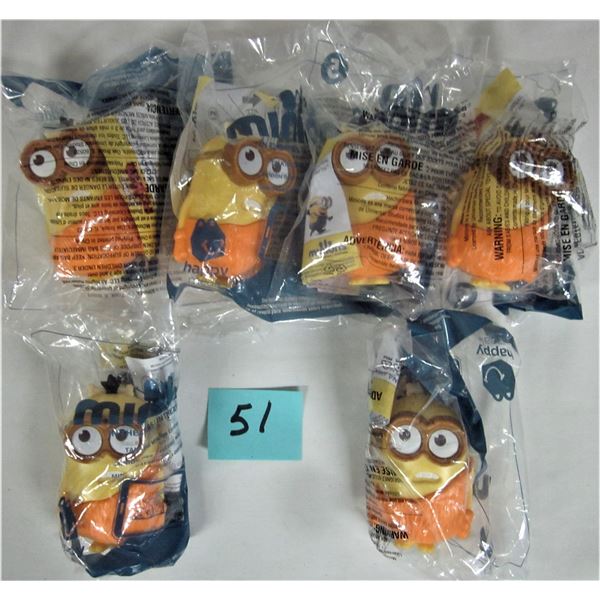 Lot of 6 new sealed 2015 McDonald's 'Cussin' minion, despicable me #5 Cave Man