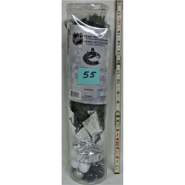 Vancouver Canucks 18" mini tinsel XMAS tree with ornaments NEW