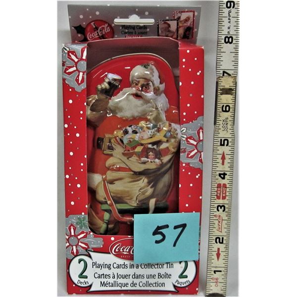 New Coca-Cola 2 decks playing cards in collectible Santa tin