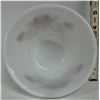 Image 2 : rare 5.5" D X 4" H splash proof Fire King ovenware white milk glass bowl with black & red Tulip patt