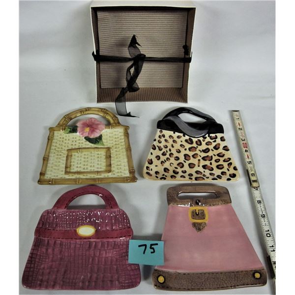 Set f 4 ceramic purse sercing ates 6" X 5"