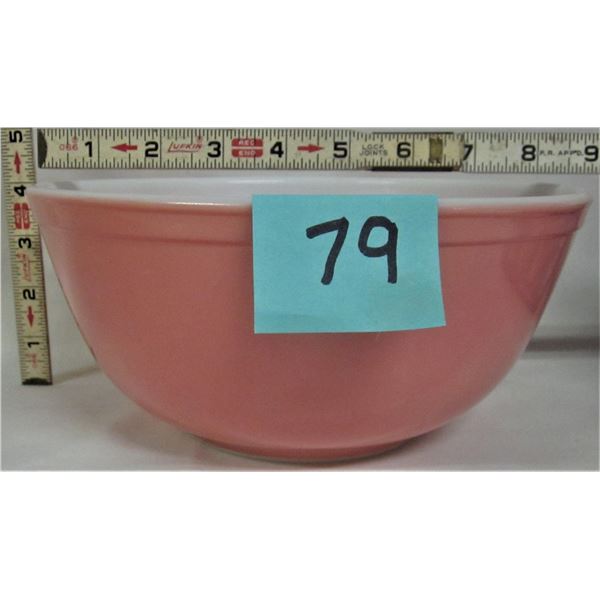 Vintage 8.5" W X 4" T Pyrex pastel pink mixing bowl