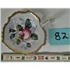 Image 1 : Vintage ornate 3.5" hand painted serving dish with finger hold porcelain marked "Paris, France AIT c
