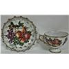 Image 4 : Tea cup footed & Lusterware saucer fruit basket gold trim marked Shafford hand decorated - Japan