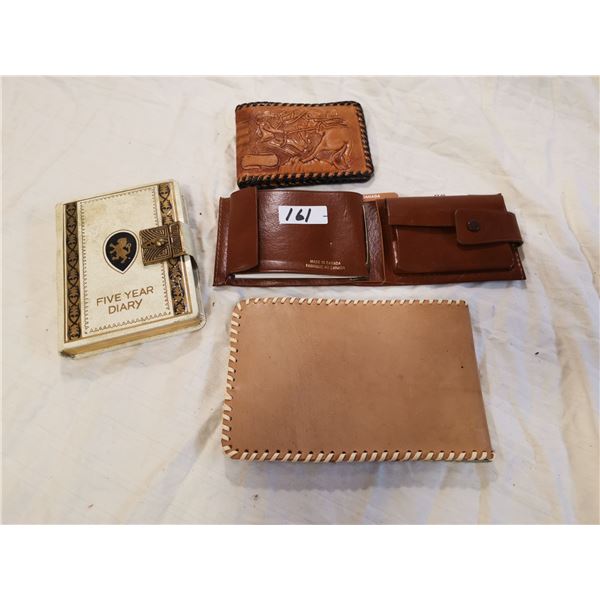 2 old diaries & 2 leather wallets