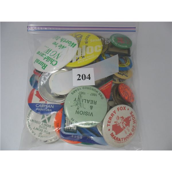 BAG of PINBACK BUTTONS - 40 Plus