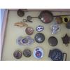 Image 3 : Wooden Display Box plus various items - Military Buttons - Badges - Pins