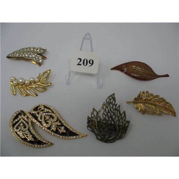 LOT of 6 BROOCHES - LEAF DESIGN