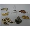 Image 1 : LOT of 6 BROOCHES - LEAF DESIGN