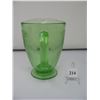 Image 3 : GREEN DEPRESSION GLASS PITCHER - FLORINTINE PATTERN - No Cracks or Chips