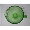 Image 4 : GREEN DEPRESSION GLASS PITCHER - FLORINTINE PATTERN - No Cracks or Chips