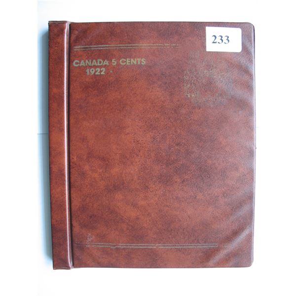 CANADA 5 CENT ALBUM with Coins (1922 to 1992) - 71 Different Coins - Some dates missing