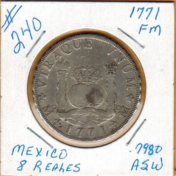1771 MEXICO SILVER 8 REALES - Acutal Silver Weight - ,7980 Oz