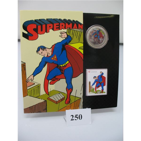 2013 75th ANNIVERSARY of SUPERMAN - 50 CENT COIN and STAMP SET