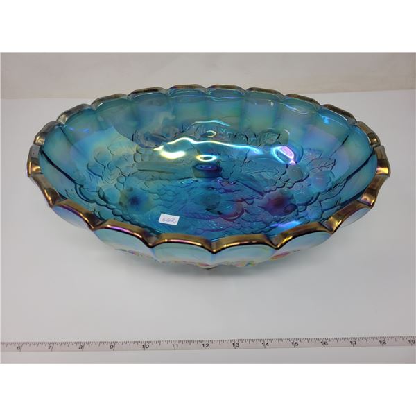 Footed carnival glass bowl (blue)