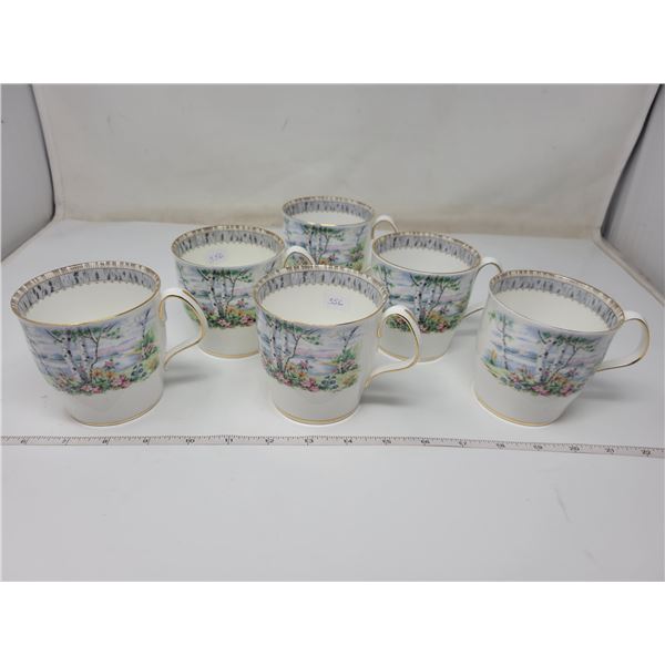 6 Royal albert coffee mugs (silver birch)