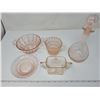 Image 4 : 2 Bowls, sugar, creamer, decanter pink depression glass