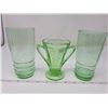 Image 3 : 2 glasses, sugar bowl, large plate, green depression glass