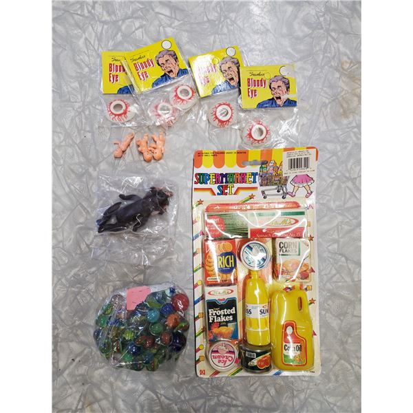 Assorted Vintage Toys & Marbles, Small