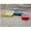 Image 1 : Pyrex 3 piece dish set, yellow blue & red