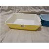 Image 2 : Pyrex 3 piece dish set, yellow blue & red