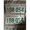 Image 2 : Lot of 8 Saskatchewan license plates, matching pair 1970