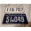 Image 1 : 1961, 1962 Saskatchewan license plates