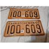Image 2 : 1950 matching pair of Saskatchewan license plates