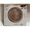 Image 1 : 1881 O Morgan silver dollar AU