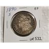 Image 1 : 1890 S Morgan silver dollar, EF nicely toned