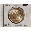 Image 1 : 1924 peace silver dollar, unc