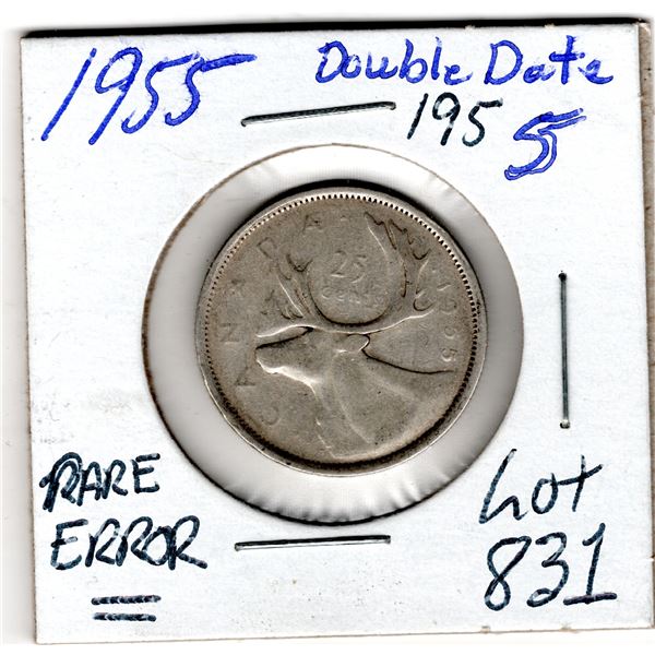 831 RARE 1955 25 CENT DOUBLE DATE