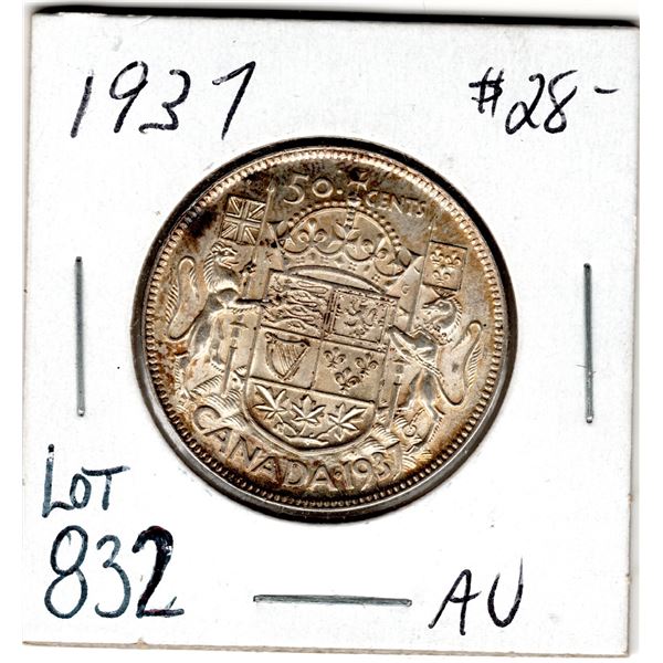 832 NICE CONDITION 1937 50 CENT PIECE FIRST GEORGE SIXTH 50 CENT