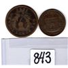 Image 1 : 843 TWO EARLY COLONIAL TOKENS. 1 PENNY AND HALF PENNY