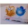 Image 1 : 890 COBALT BLUE SWAN AND AMBER BLOWN GLASS BASKET
