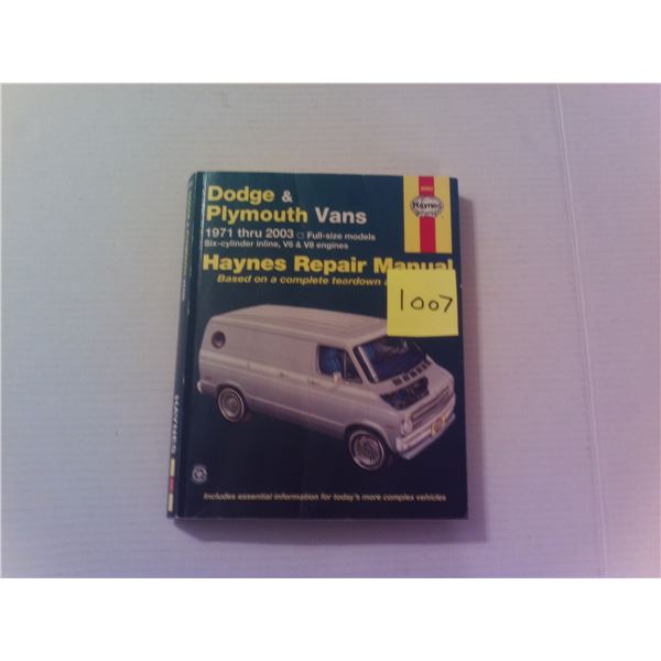 Haynes repair manual Dodge vans 1971-2003