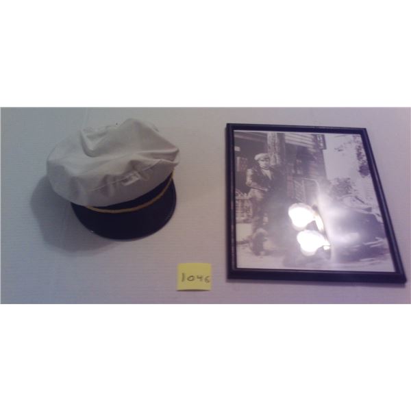 James Dean picture 14" X 11.5" plus same style hat from movie