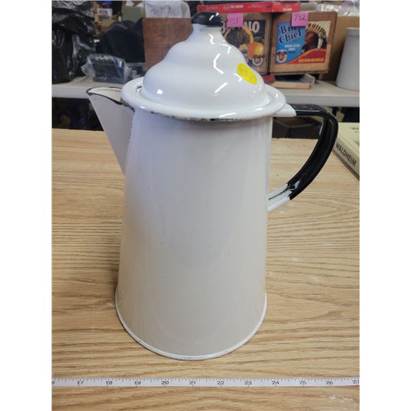 12 Cup Black/White enamel coffee pot