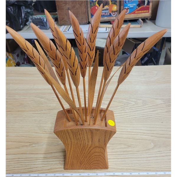 Decorative Oak wood wheat in a container