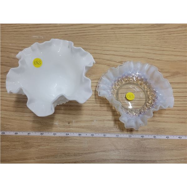 Fenton Hobnail fluted bowl, fluted glass candy dish