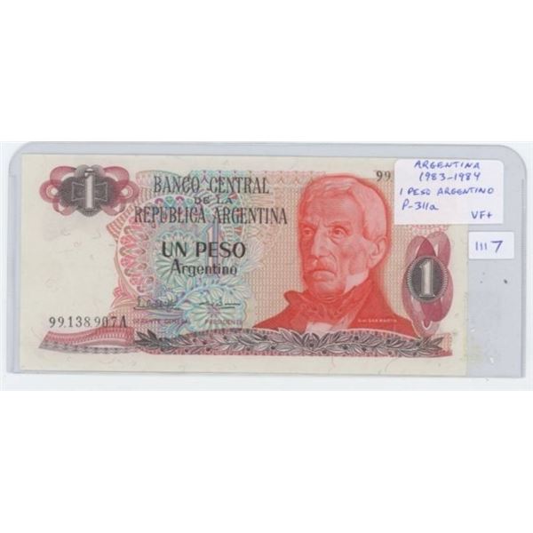 Argentina. 1983-84 1 Peso Argentino. General San Martin. P-311a. VF+. Nice.