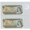 Image 1 : Lot of 2 Consecutive Serial Number 1973 $1 notes. Lawson-Bouey signatures. AAG Prefix. Serial Number